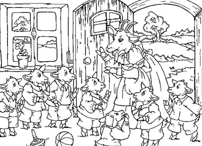 Волк и семеро козлят рисунок детский