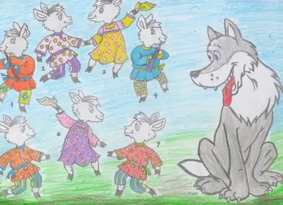 Волк и семеро козлят рисунок детский
