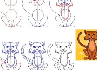 Как нарисовать кошку поэтапно легко