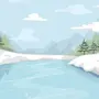 Ледоход на реке рисунок
