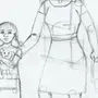 Как нарисовать маму с дочкой