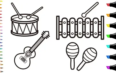 Рисунки музыкальных инструментов карандашом
