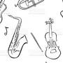 Рисунки музыкальных инструментов карандашом