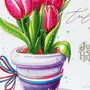 Рисунок На 8 Марта Тюльпаны В Вазе