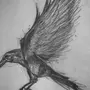 Ворона На Ветке Рисунок