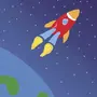 Рисунок ракета в космосе для детей