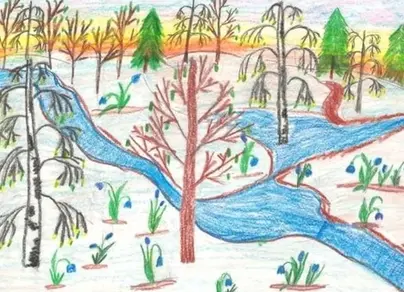 Рисунок ранняя весна для детей