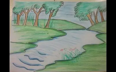 Моя любимая речка рисунок