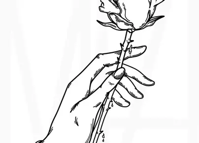 Рука с цветком рисунок