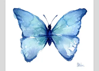 Синяя бабочка рисунок