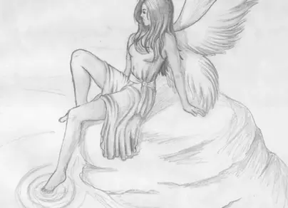 Ангел поэтапно карандашом