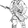 Солдат с автоматом рисунок
