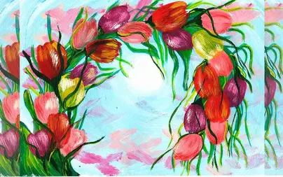 Тюльпаны рисунок акварелью на 8 марта