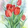 Тюльпаны Рисунок Акварелью На 8 Марта