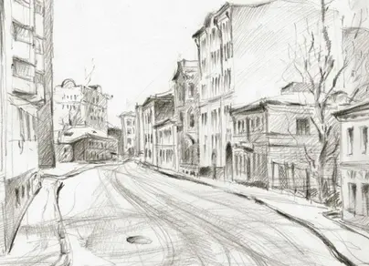 Улица рисунок карандашом