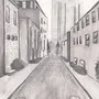 Улица рисунок карандашом