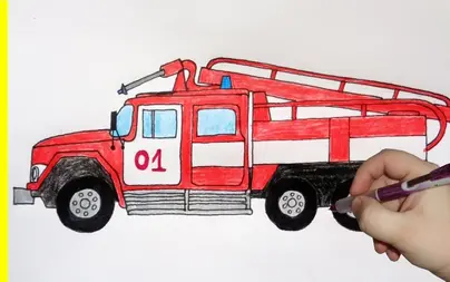Детский рисунок пожарная машина