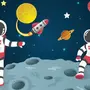 Космонавт на луне рисунок
