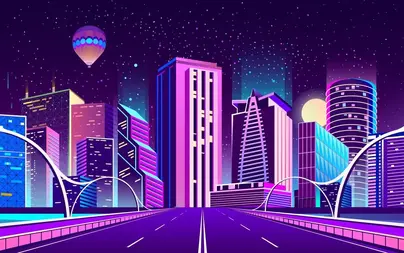 Ночной город рисунок