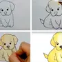 Нарисовать щенка карандашом поэтапно для детей