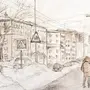 Городской пейзаж детский рисунок
