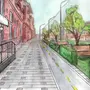 Городской пейзаж рисунок легкий 6 класс