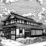 Японский дом рисунок