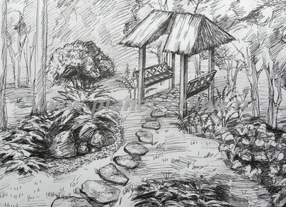 Японский сад рисунок 4 класс