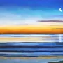 Закат на море рисунок красками
