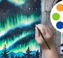 Как нарисовать красками северное сияние