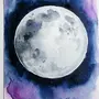Луна Рисунок Красками