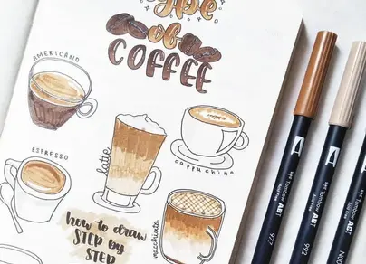 Рисунок кофе для срисовки