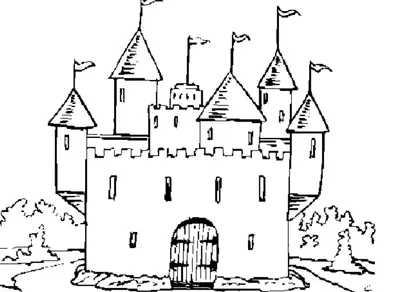 Нарисовать средневековый замок