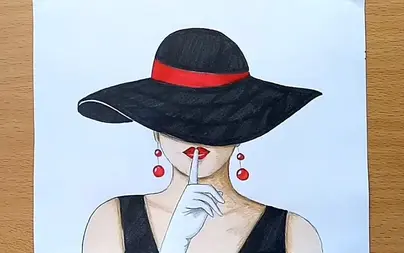 Девушка в шляпе рисунок