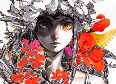 Девушка с цветами на голове рисунок