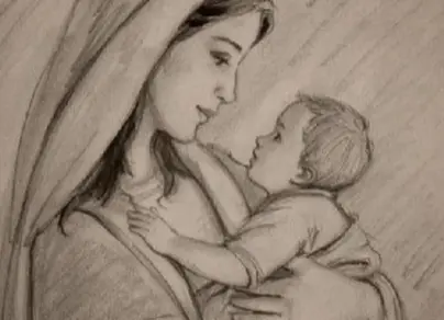 Мама и сын рисунок карандашом