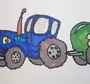 Рисунок синий трактор