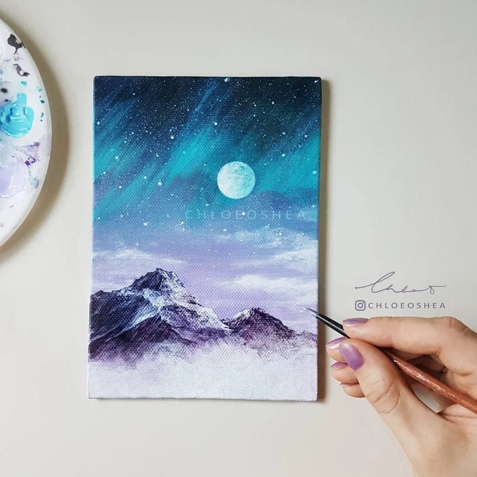 Космическое небо гуашью