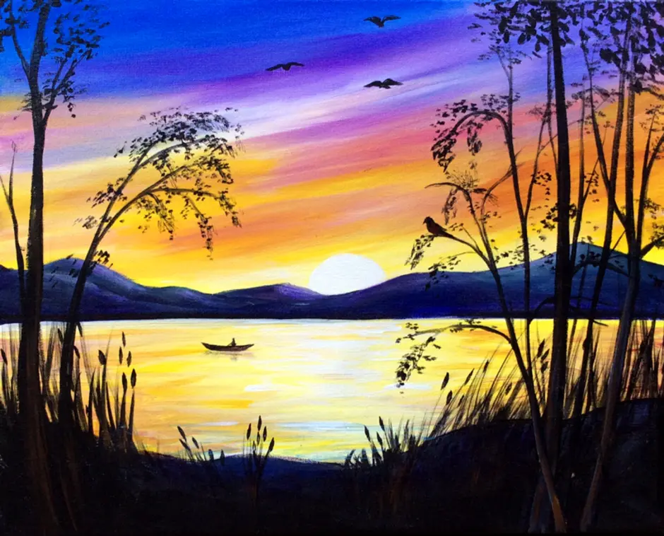 Рисунки красками пейзаж