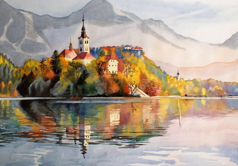 Пейзаж красками